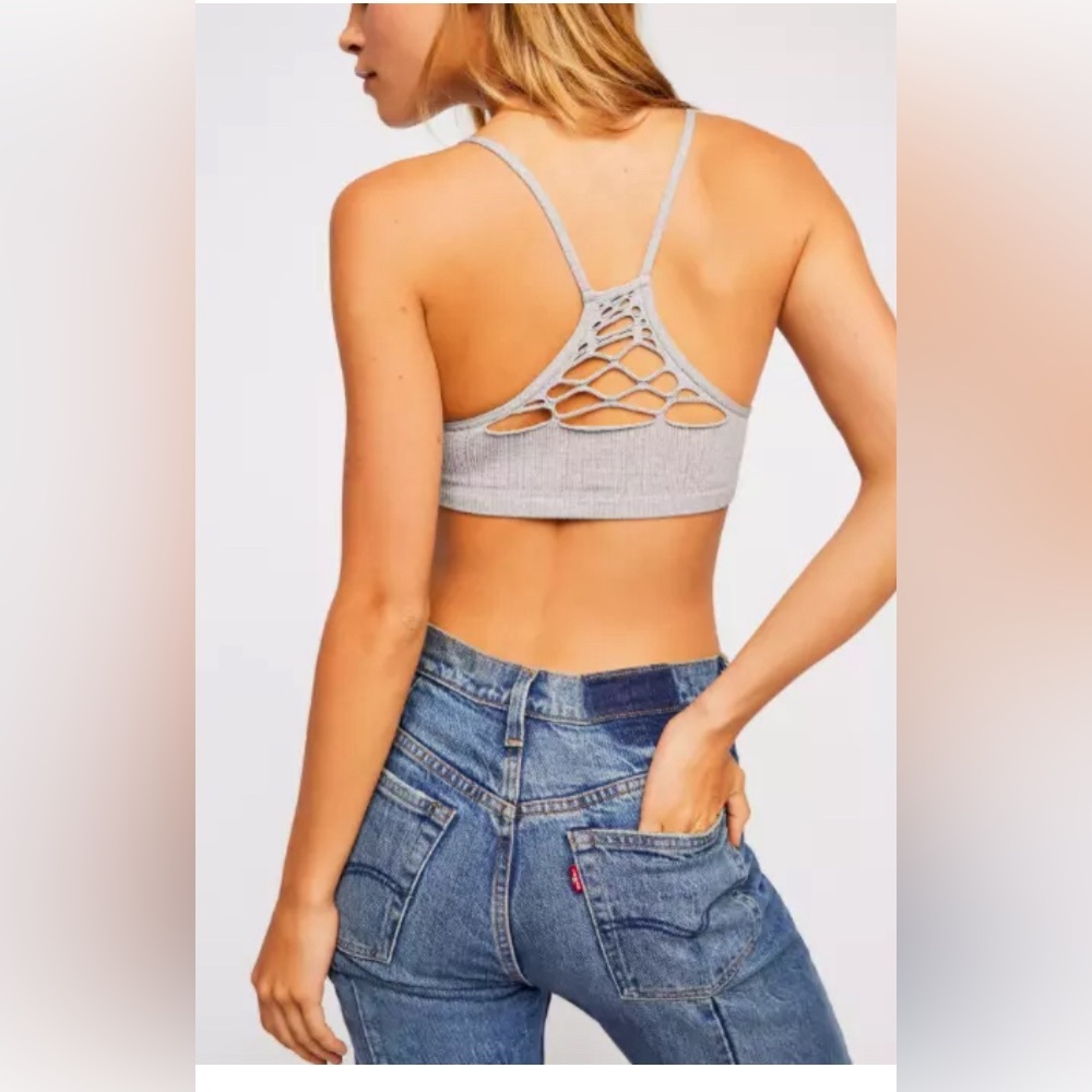 NWOT Free People Intimately Seamless RacerBack Bra Top in Heather Grey